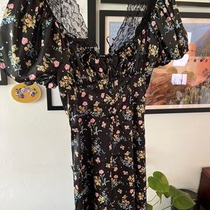 For Love and Lemons SMALL Black Silk Mini Dress